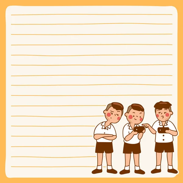 Cute Escola Crianças Ilustração Elementos Para Notebook Diário Adesivos Planejador —  Vetores de Stock
