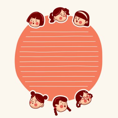 Notebook, günlük, çıkartmalar ve Planlayıcı için sevimli okul çocuklar illüstrasyon elemanları: vektör Illustration