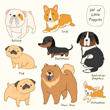 Pastel arka planda izole edilmiş yavru lar kümesi : Vektör İllüstrasyonu