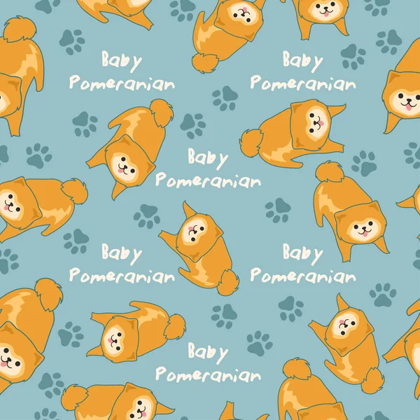 Set Puppies Isolated Pastel Background Seamless Pattern Vector Illustration — Stock Vector
