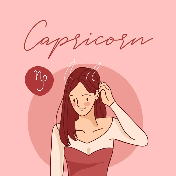 Hübsches Mädchen Mit Horoskopzeichen Auf Pastellfarbenem Hintergrund Vektorillustration — Stockvektor