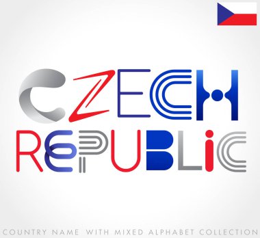 Beyaz arka planda yalıtılmış karışık alfabeleri olan ülke adı : Vektör Çizimi