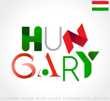 Beyaz arka planda yalıtılmış karışık alfabeleri olan ülke adı : Vektör Çizimi