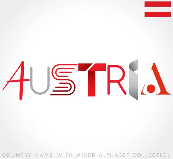 Nom Pays Avec Alphabets Mixtes Isolés Sur Fond Blanc Illustration — Image vectorielle
