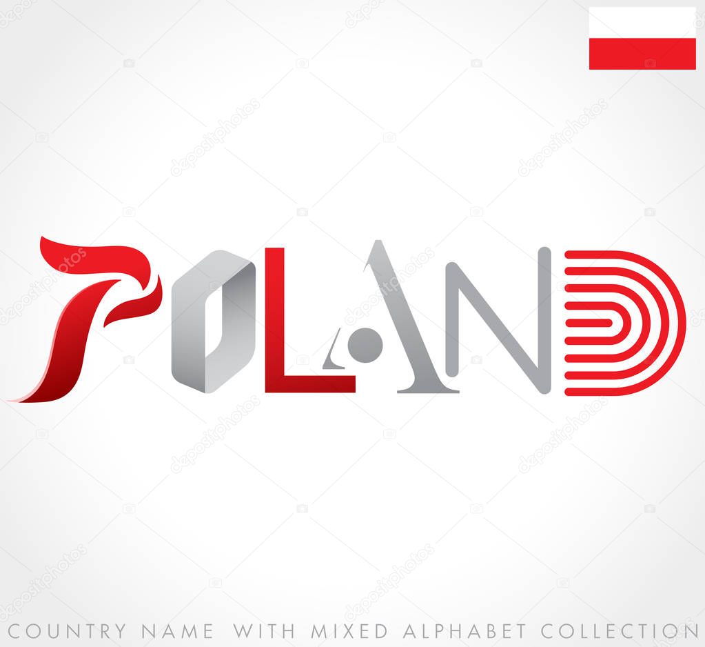 Country name with mixed alphabets isolated on white background : Vector Illustration