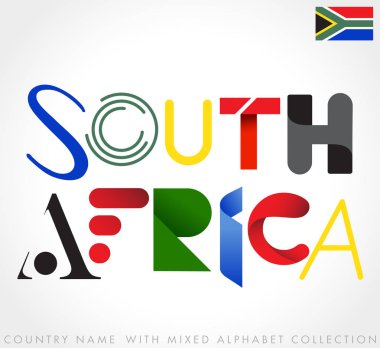 Beyaz arka planda yalıtılmış karışık alfabeleri olan ülke adı : Vektör Çizimi