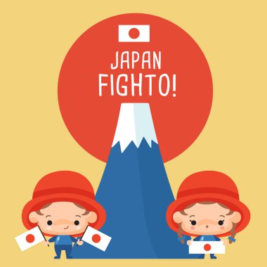 Japonya 'da doğal afetin reklamını yapmak için Japonya mesajlarını kaydet: Vektör İllüstrasyonu