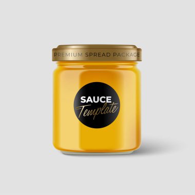 Jam Jar Collection: Siyah yuvarlak etiket şablonu ve açık gri arka planda izole edilmiş altın kapaklı premium cam kap: Vektör Resimleri