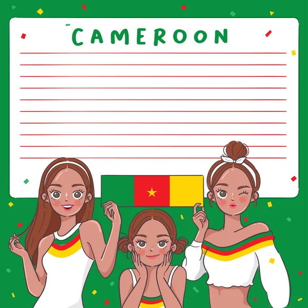 Plantilla Cuaderno Con Chicas Bonitas Con Bandera Nacional Vector Illustration — Vector de stock