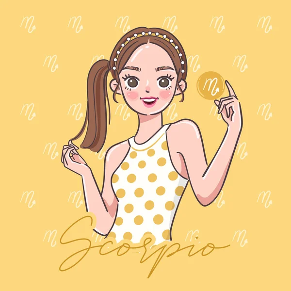 Menina Bonita Com Sinal Horóscopo Fundo Pastel Ilustração Vetorial —  Vetores de Stock