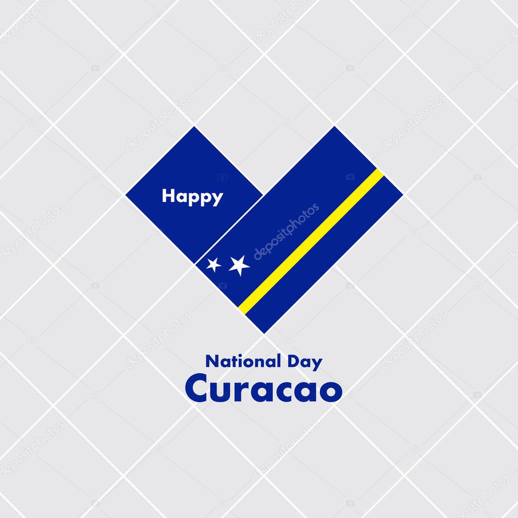 National Day Card Template with Heart Shaped Flag : Vector Illustration