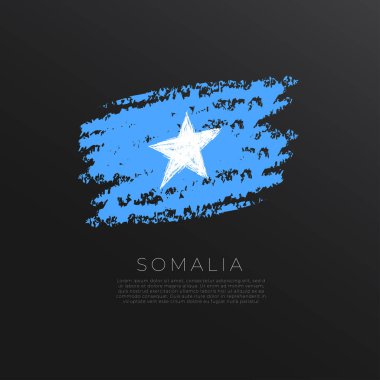 Grunge fırça darbesindeki ulusal bayrak siyah arkaplanda izole edildi: Vektör İllüstrasyonu