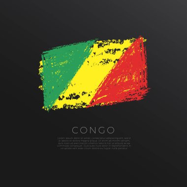 Grunge fırça darbesindeki ulusal bayrak siyah arkaplanda izole edildi: Vektör İllüstrasyonu