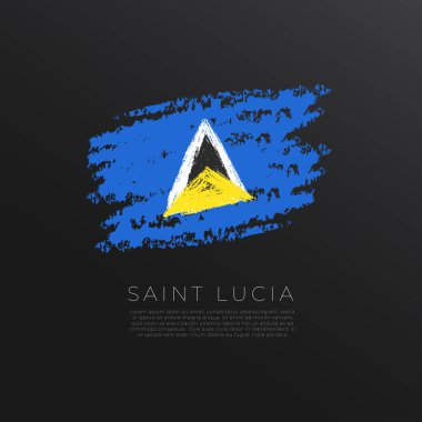 Grunge fırça darbesindeki ulusal bayrak siyah arkaplanda izole edildi: Vektör İllüstrasyonu