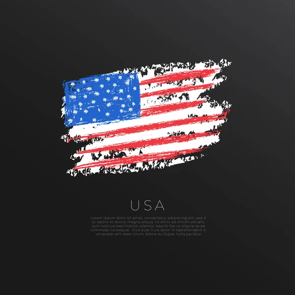 Grunge Fırça Darbesindeki Ulusal Bayrak Siyah Arkaplanda Izole Edildi Vektör — Stok Vektör