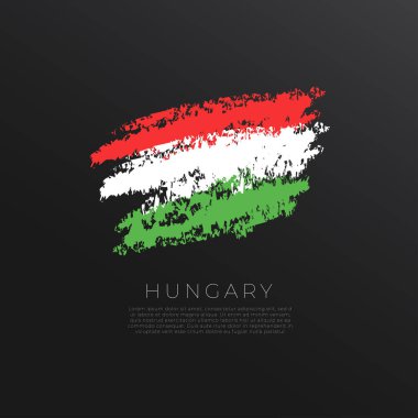 Grunge fırça darbesindeki ulusal bayrak siyah arkaplanda izole edildi: Vektör İllüstrasyonu