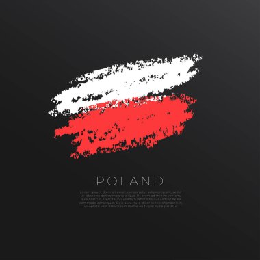 Grunge fırça darbesindeki ulusal bayrak siyah arkaplanda izole edildi: Vektör İllüstrasyonu