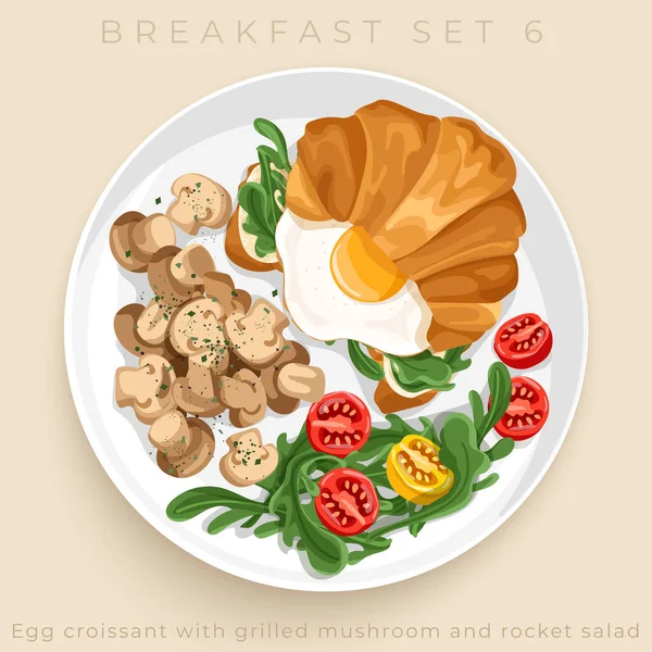 Draufsicht Auf Leckeres Frühstücksset Isoliert Auf Beigem Hintergrund Vector Illustration — Stockvektor