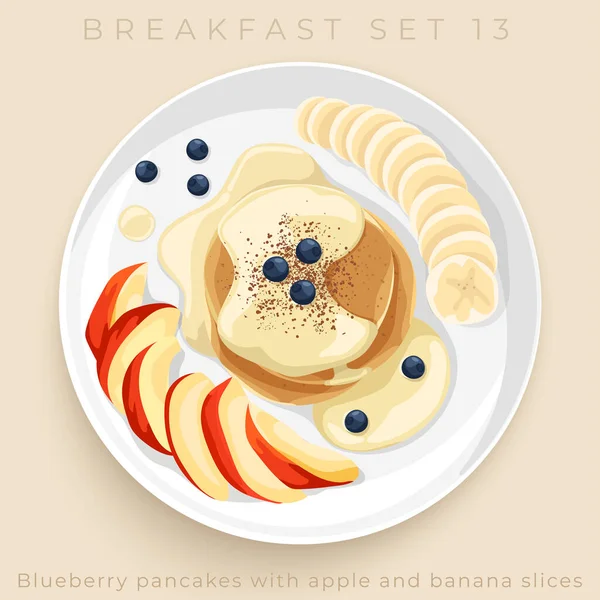 Ovanifrån Läckra Frukost Set Isolerad Beige Bakgrund Vektor Illustration — Stock vektor