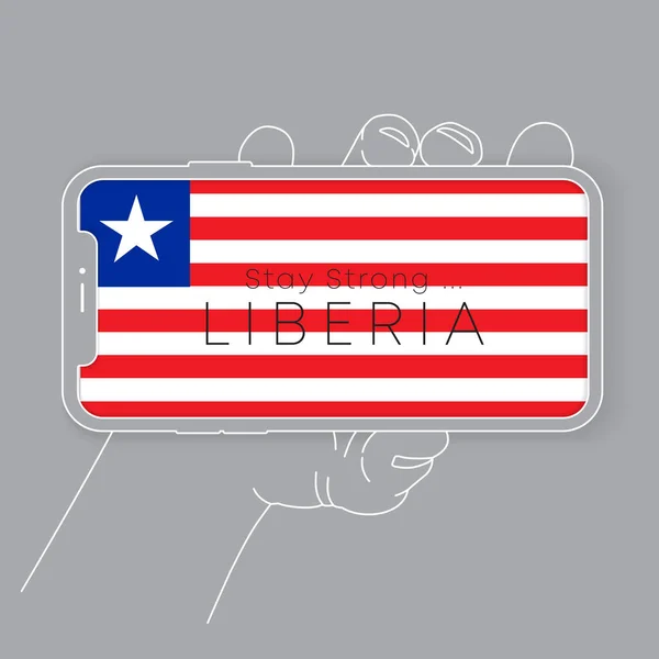 Smartphone Main Avec Drapeau National Message Encourageant Illustration Vectorielle — Image vectorielle