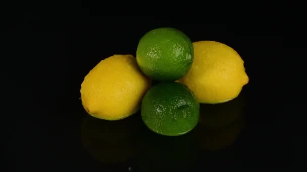 Citron Chaux Agrumes Dans Eau Éclaboussure — Video