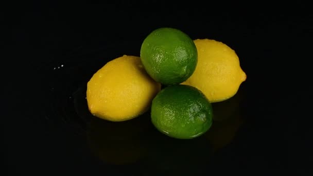 Agrumi Lime Limone Spruzzi Acqua — Video Stock