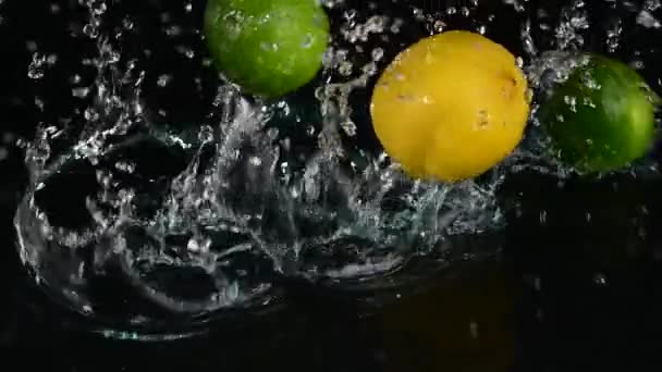 Lime Och Citroncitrus Vattenstänk — Stockvideo