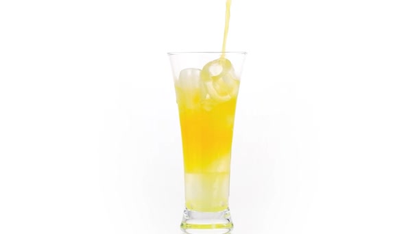 Orange Juice Pouring Glass — Stock Video