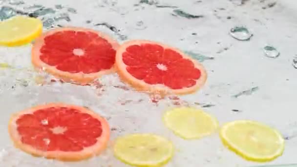 Pompelmo Affettato Limone Acqua — Video Stock