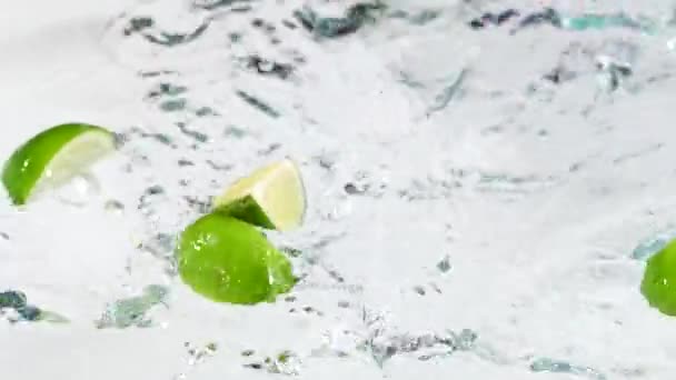 Fresh Lime Falling Water — Stock Video