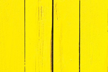 Sarı ahşap arka plan çok parlak ve neşeli. Tahta tahıl ön planda ve arka planda görünür.