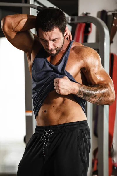 Fitness Palestra Sport Stile Vita Sano Bello Atletico Uomo Camicia — Foto Stock