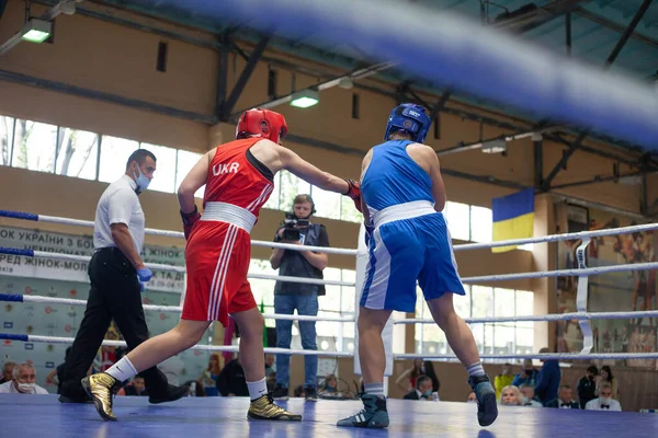 Oekraïense Bokskampioen Onder Topvrouwen Oekraïens Bokskampioenschap Onder Jonge Vrouwen Junioren — Stockfoto