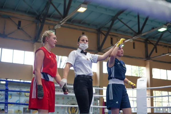 Les Juges Travaillent Pendant Coupe Ukraine Boxe Parmi Les Femmes — Photo