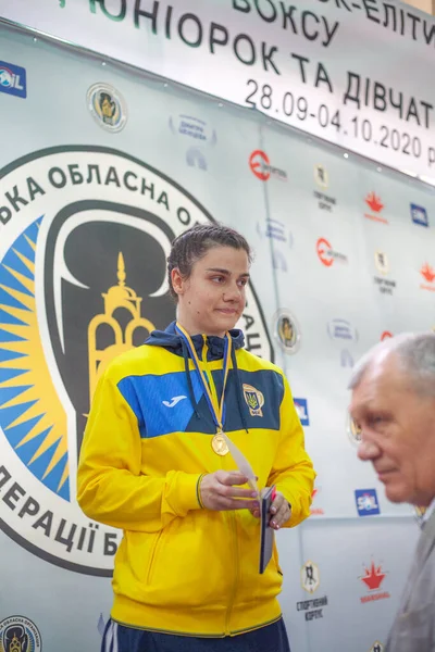 Oekraïense Bokskampioen Onder Topvrouwen Oekraïens Bokskampioenschap Onder Jonge Vrouwen Junioren — Stockfoto