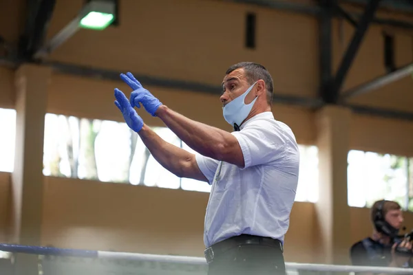 Giudici Lavorano Durante Coppa Ucraina Pugilato Tra Donne Elite Campionato — Foto Stock