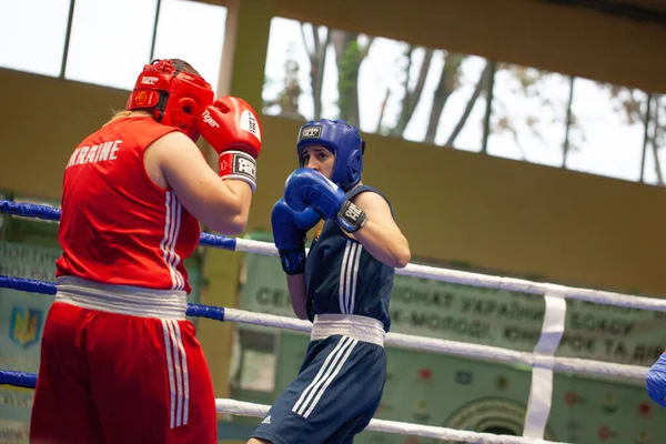 Oekraïense Bokskampioen Onder Topvrouwen Oekraïens Bokskampioenschap Onder Jonge Vrouwen Junioren — Stockfoto