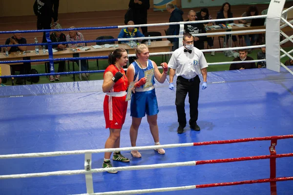Oekraïense Bokskampioen Onder Topvrouwen Oekraïens Bokskampioenschap Onder Jonge Vrouwen Junioren — Stockfoto