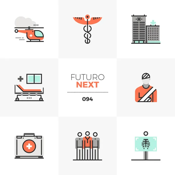 Modern Flat Icons Set Ambulance Helicopter Medical Center Service Unique — Stock Vector