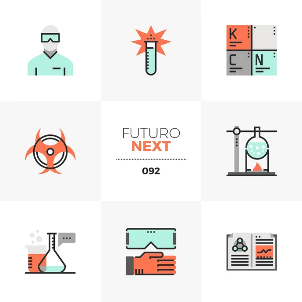 Modern Flat Icons Set Chemistry Lab Glassware Protective Wear Unique — Stock Vector