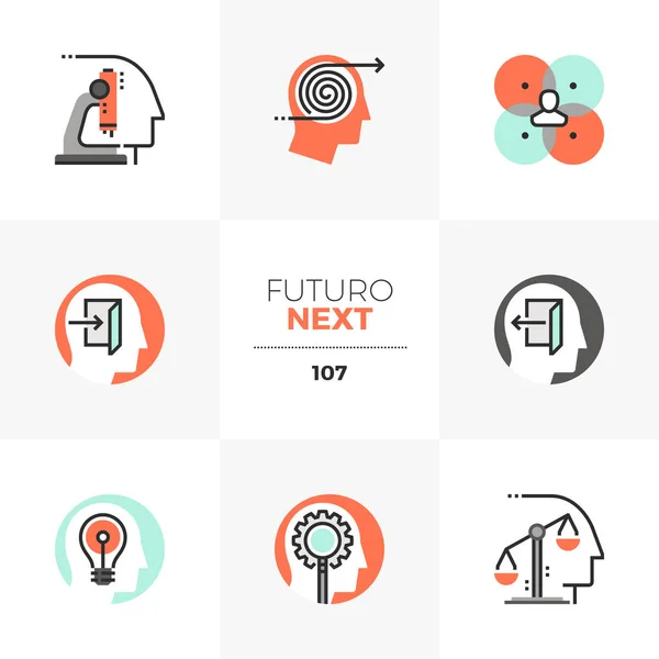 Modern Flat Icons Set Mental Process Human Mind Workflow Unique — Stock Vector