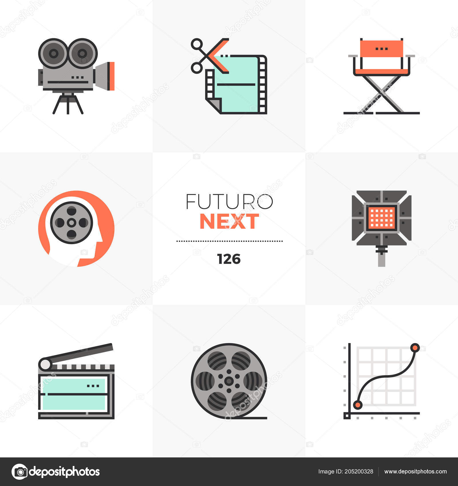 Modern Flat Icons Set Film Production Video Making Editing Unique Stock  Vector by ©bloomua 205200328