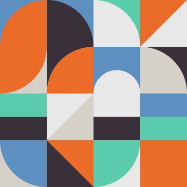 Basit şekiller ve resimler ile geometri minimalist sanat poster. Soyut vektör desen tasarım marka, web reklam, iş, moda, İskandinav tarzı kumaş üzerine, duvar kağıdı yazdırır.