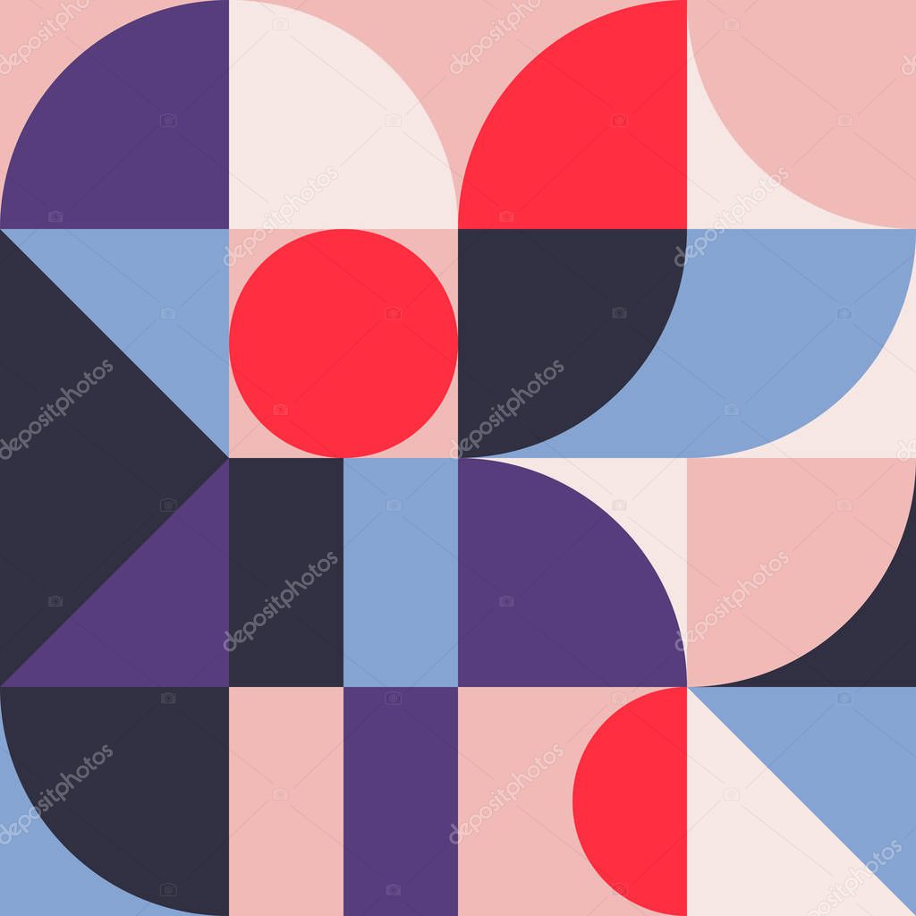 Geometry minimalistic artwork poster with simple shapes and figures. Abstract vector pattern design in Scandinavian style for branding, web banner, business presentation, prints on fabric, wallpaper.