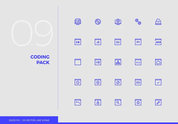 Vector Line Icons Coding Pack — Stock Vector