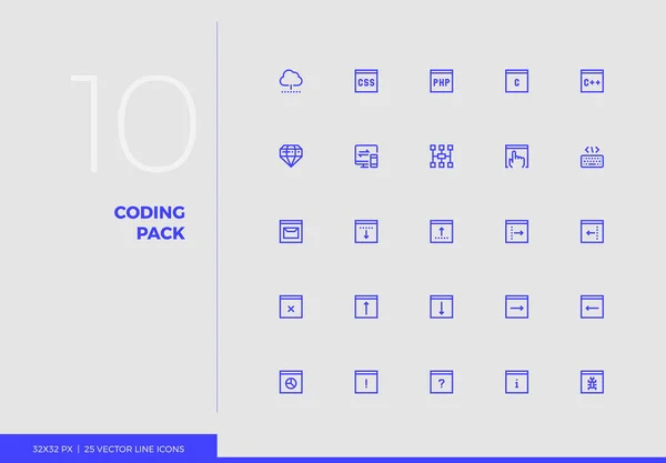 Vector Line Icons Coding Pack — Stock Vector