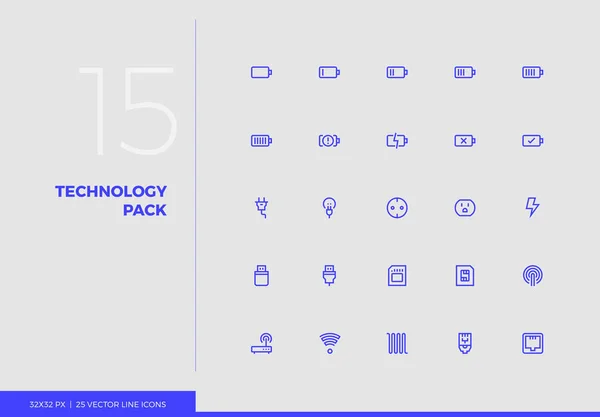 Vector Line Icons Technology Pack — Stock Vector