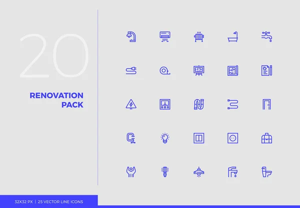 Vector Line Icons Renovation Pack — Stock Vector