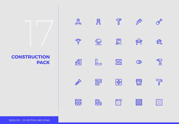 Vector Line Icons Construction Pack — Stock Vector