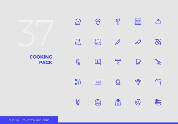 Paquete de cocina de iconos de línea vectorial — Vector de stock